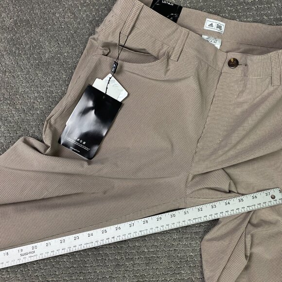 Adidas Golf Pants Men's 32 x 32 Tan Cream Plaid Check Climalite Teflon - Picture 11 of 15